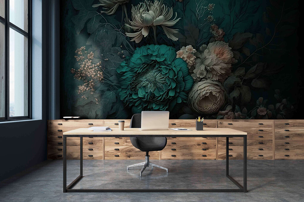 Turquoise peony in shadow — interior 5