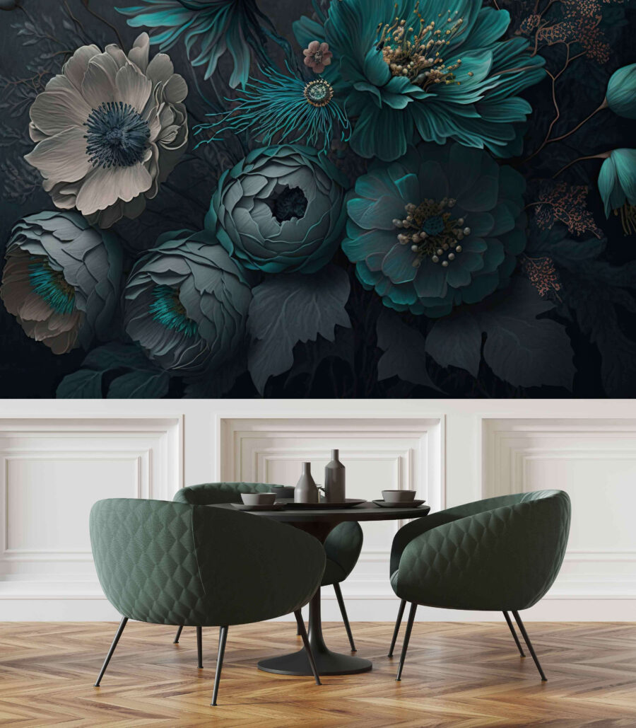 Blue-green flowers — interior 2