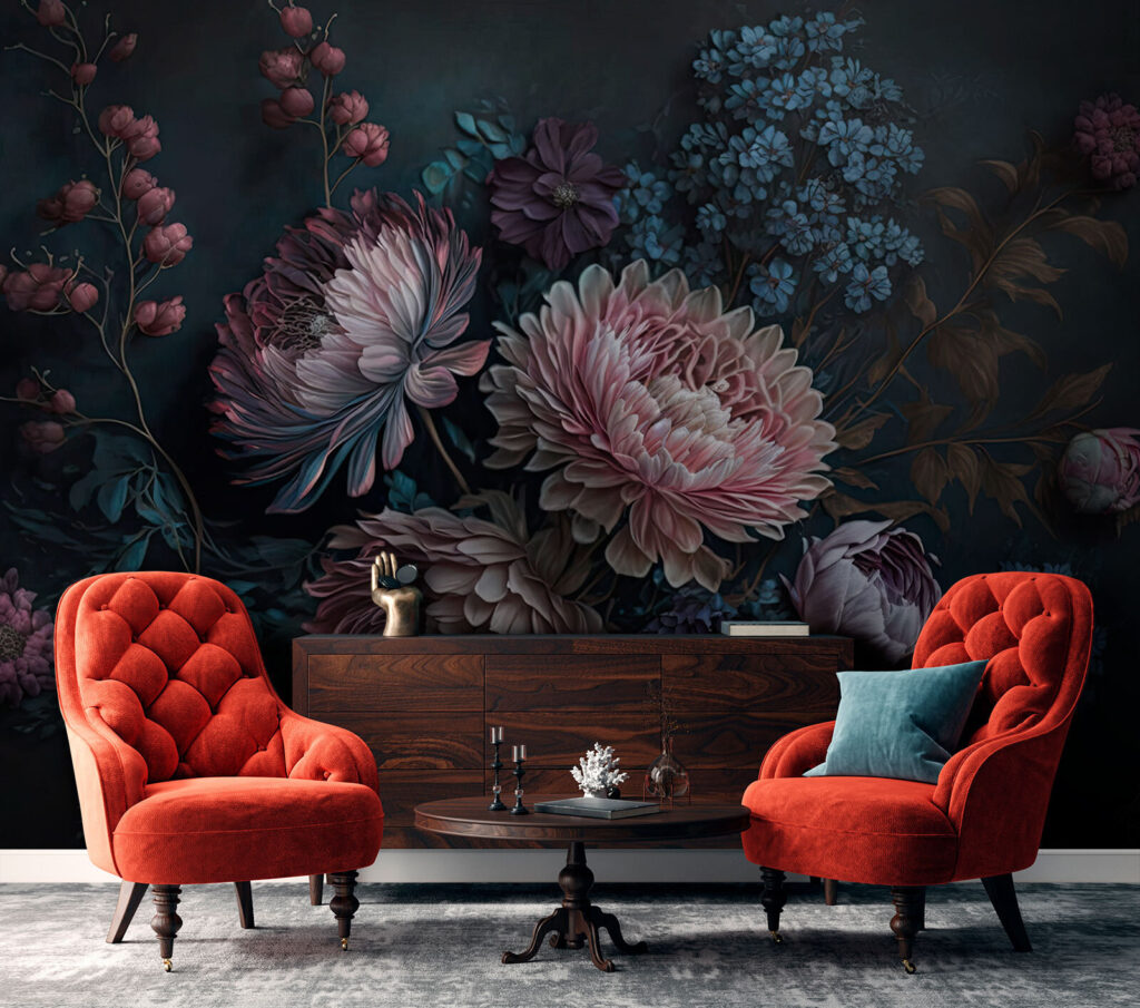 Dusty pink chrysanthemums — interior 2