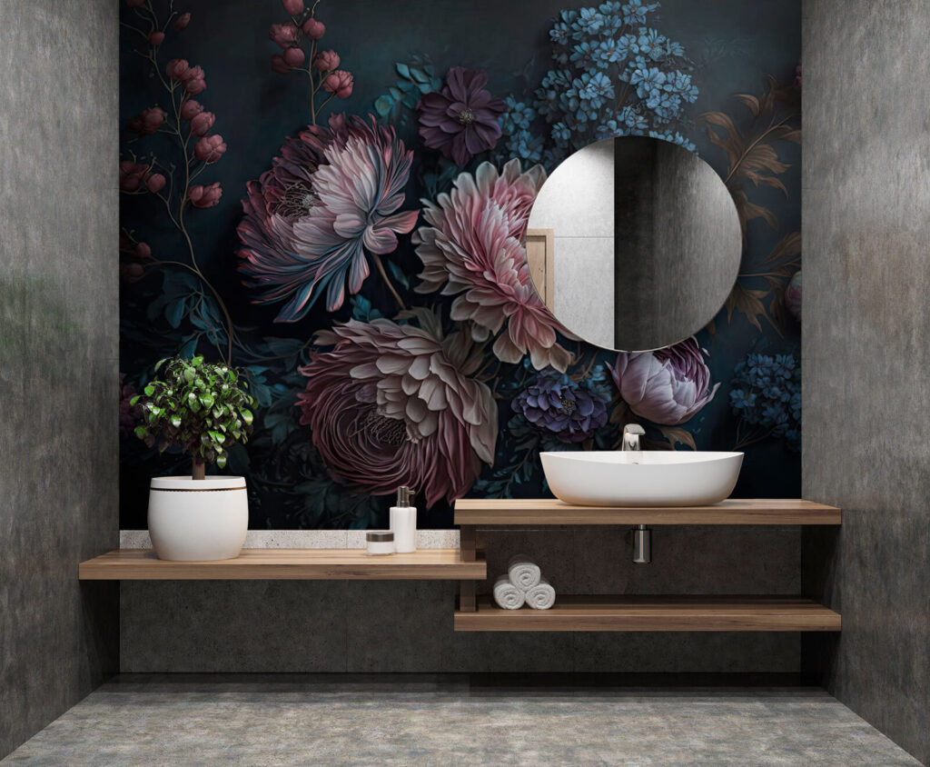 Dusty pink chrysanthemums — interior 3