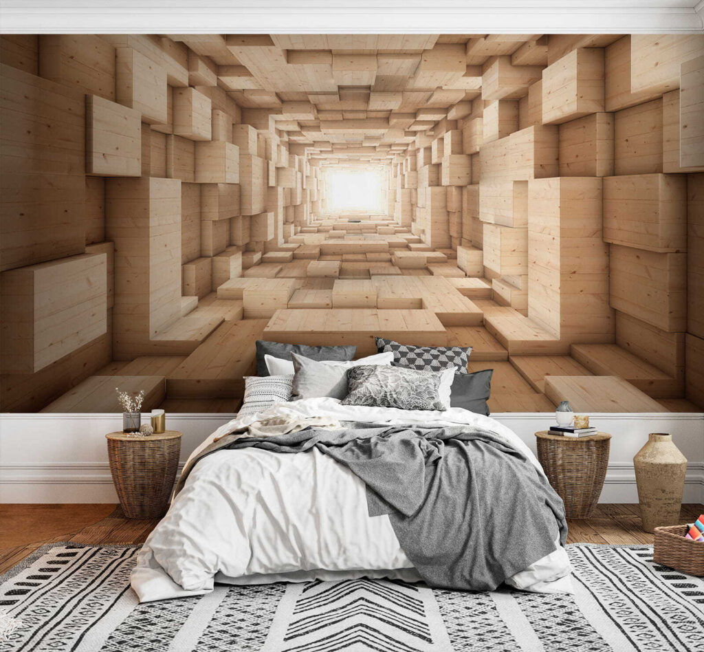 Wood-look block tunnel — interior 2