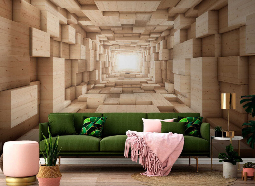 Wood-look block tunnel — interior 5