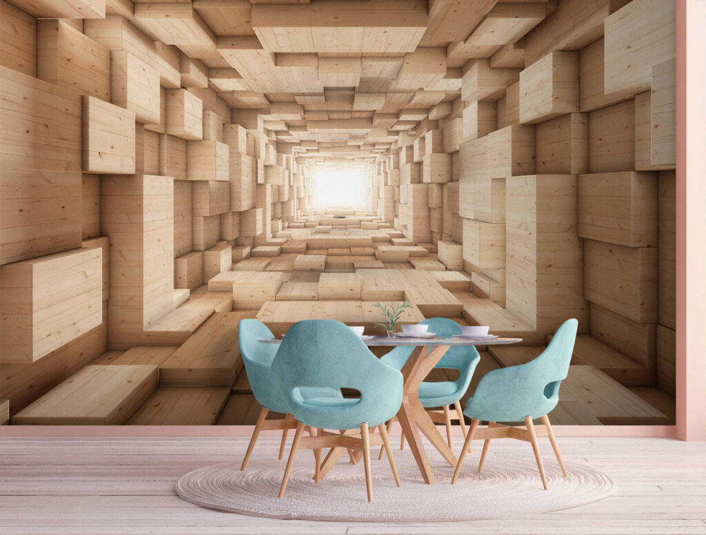 Wood-look block tunnel — interior 1