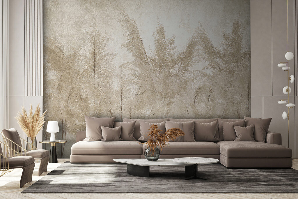 Feathery grass on plaster — interior 5