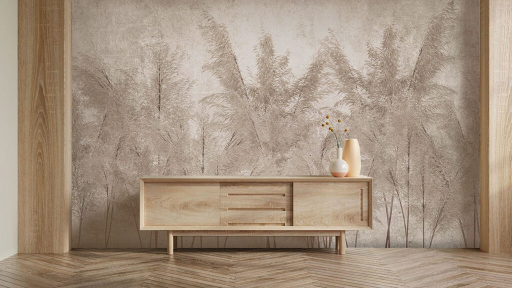 Feathery grass on plaster — interior 3
