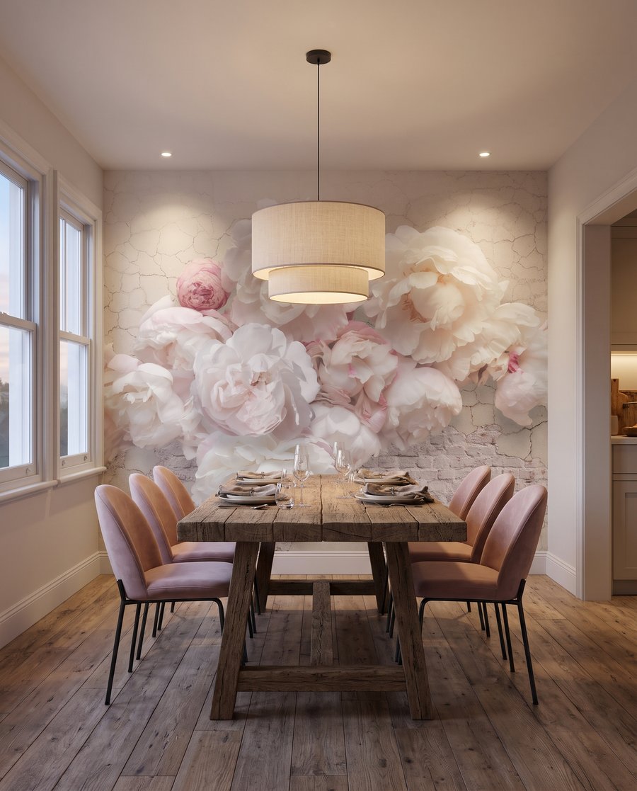 Peonies in Relief in an interior