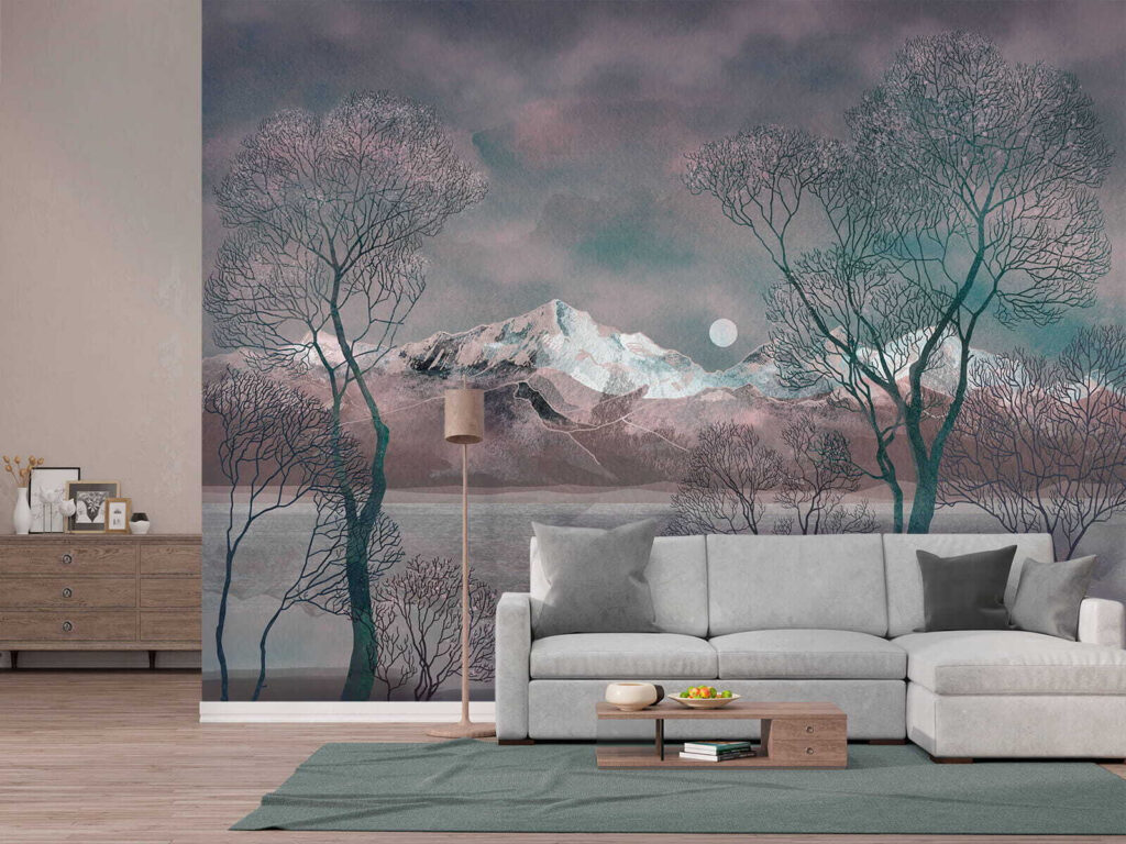 Bare trees by water — interior 2