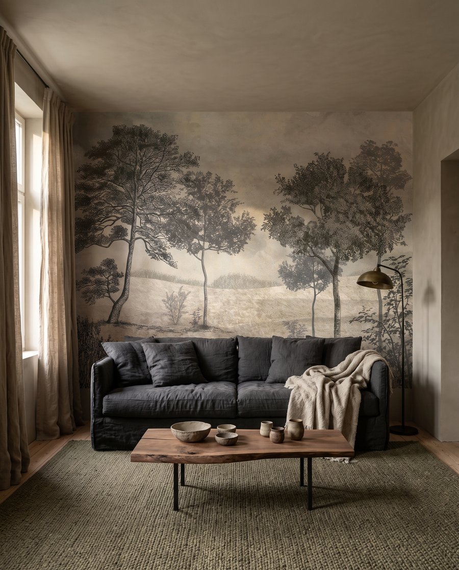 Open Woodland Etching in an interior