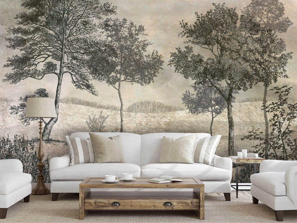 Open Woodland Etching in an interior