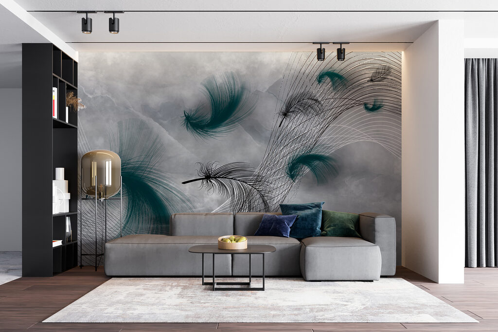 Dark feathers over lines — interior 4