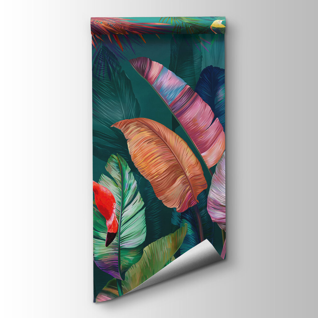 Flamingos in foliage — product view