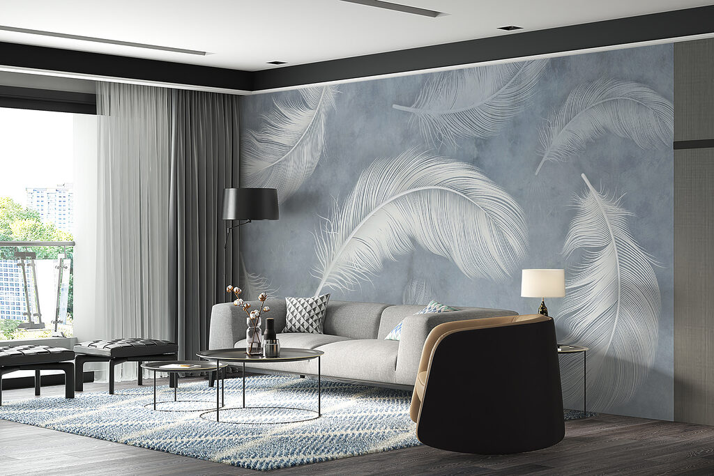 White feathers in mist — interior 10