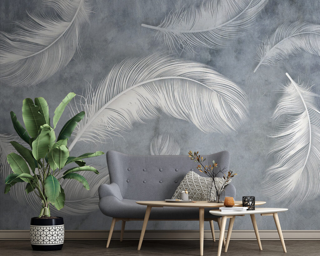 White feathers in mist — interior 8
