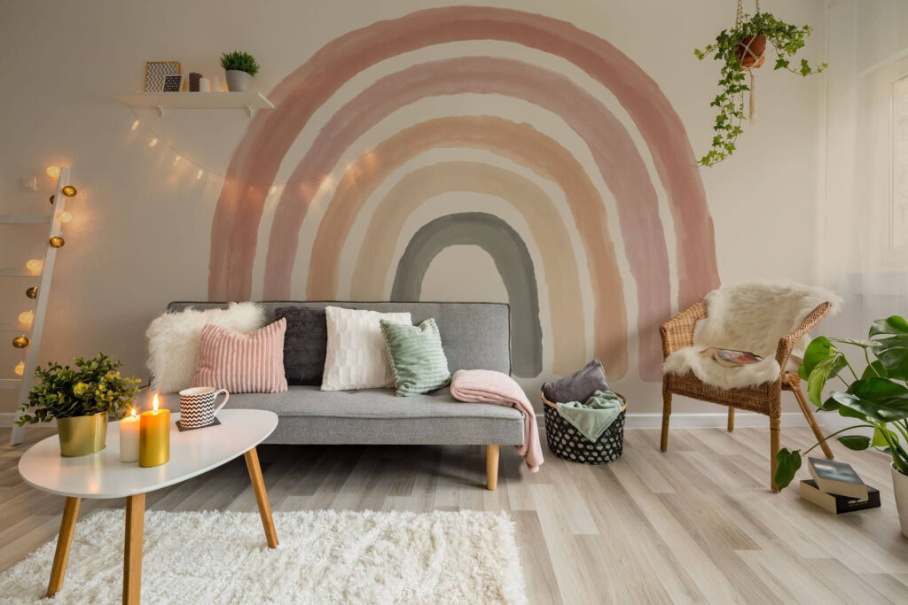 Rainbow in warm watercolour — interior 1
