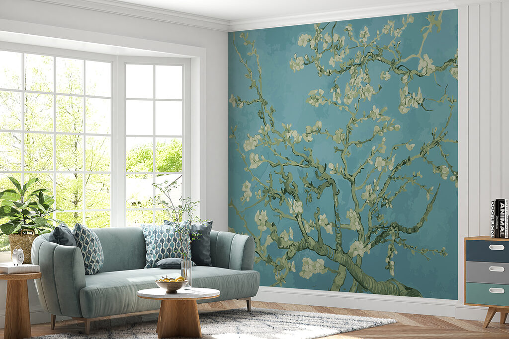 White blossom on blue — interior 2