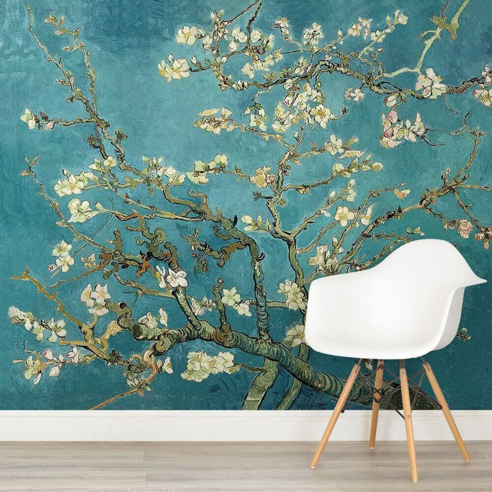 White blossom on blue — interior 1