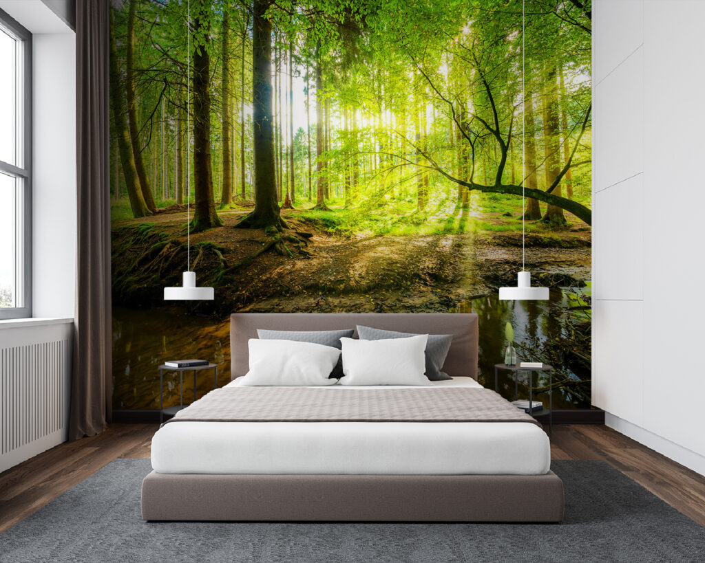 Sunlit Woodland Stream in an interior
