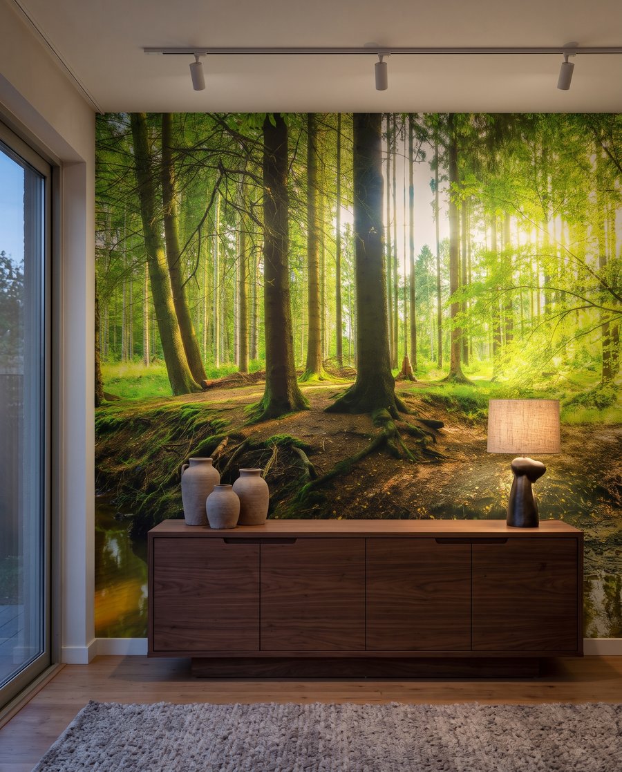 Sunlit Woodland Stream in an interior