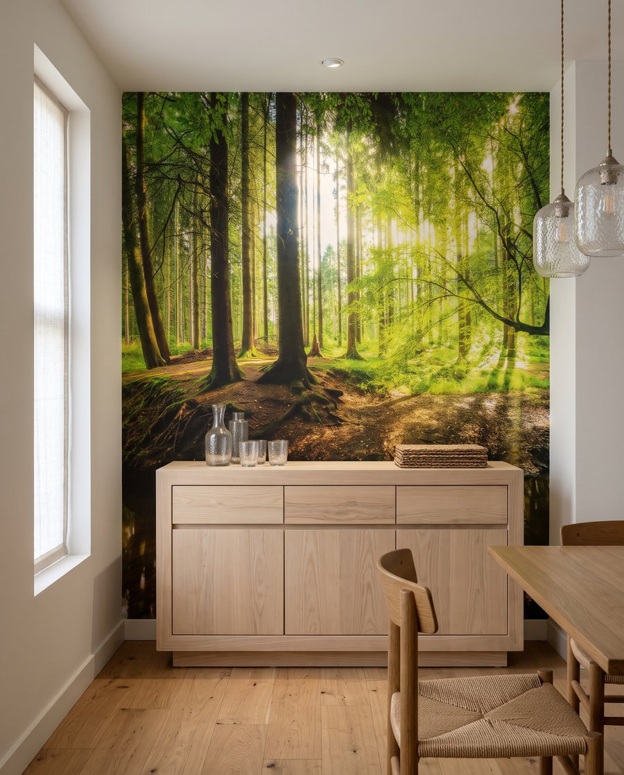 Sunlit Woodland Stream in an interior