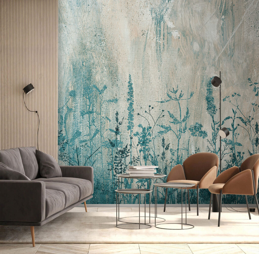 Turquoise meadow on white — interior 1