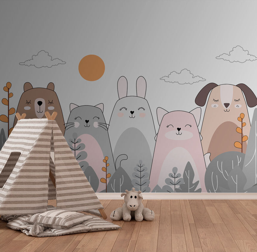 Woodland friends among leaves — interior 1