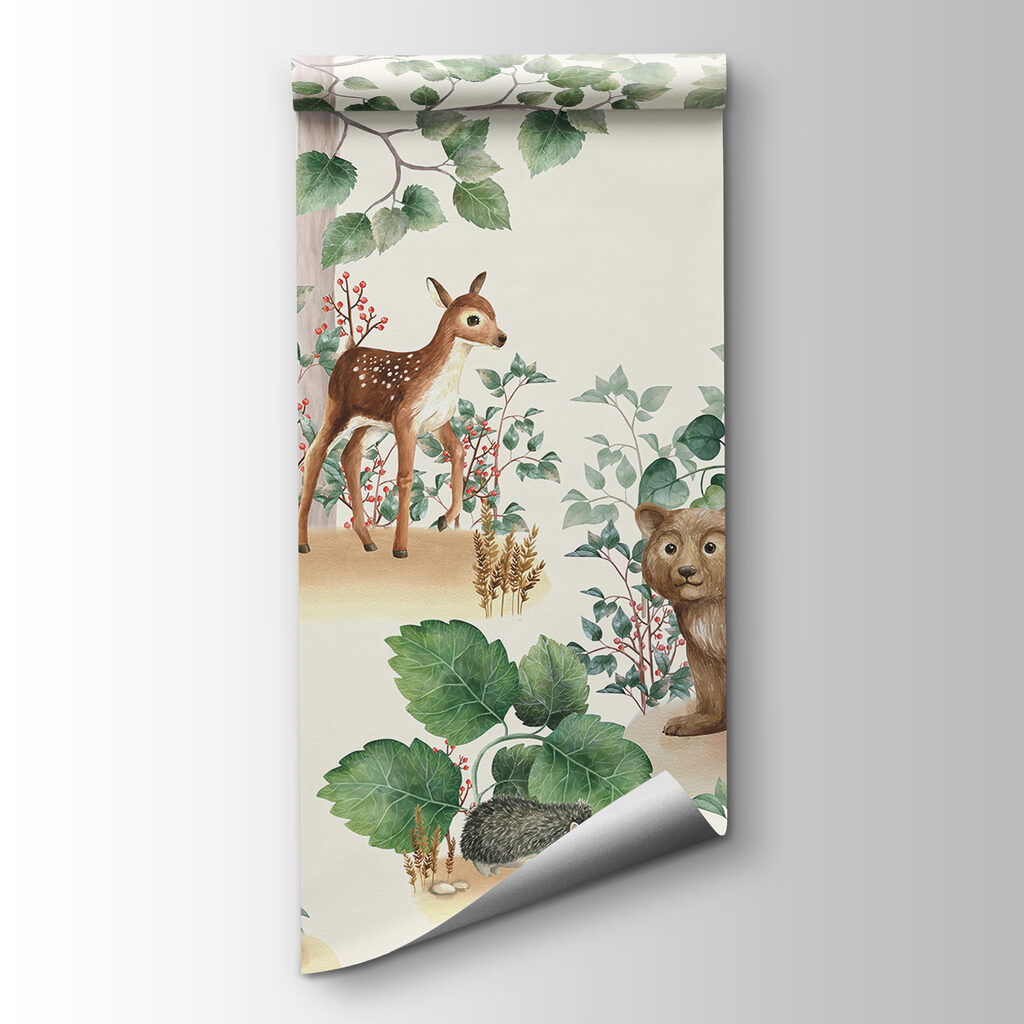 Woodland animals between trees — product view