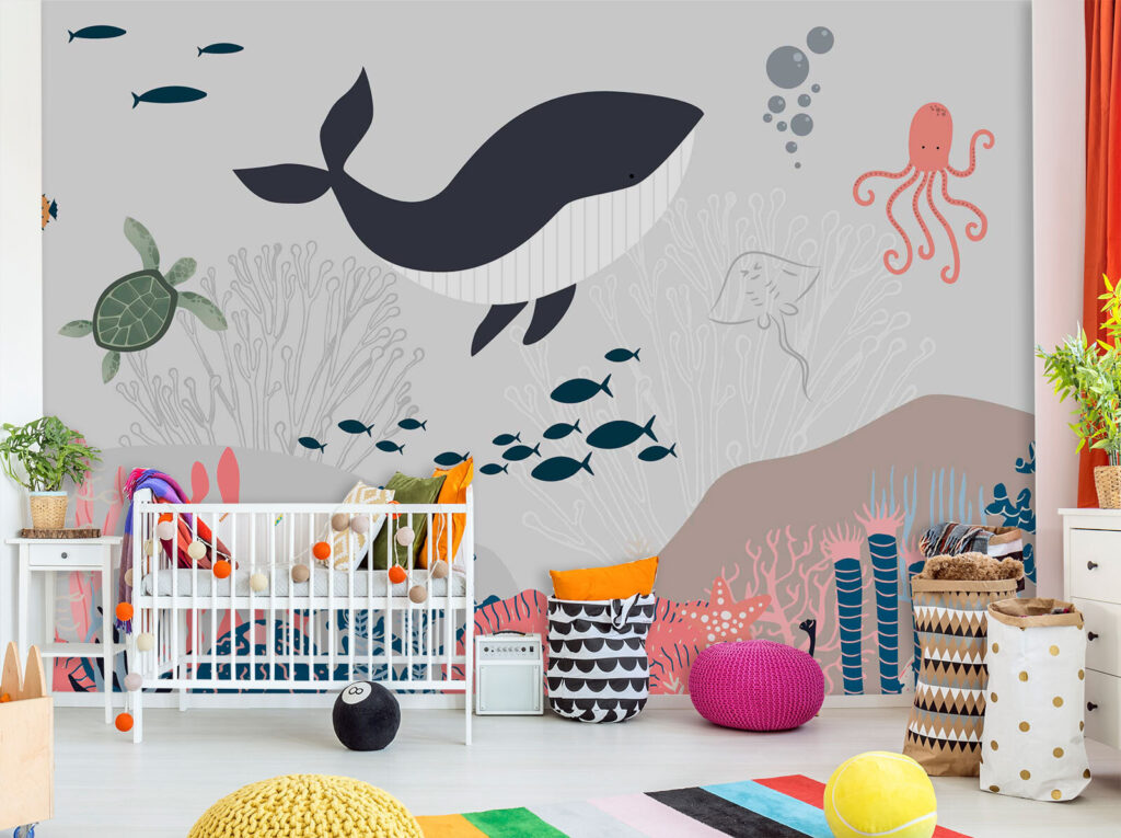 Whale above pastel corals — interior 3