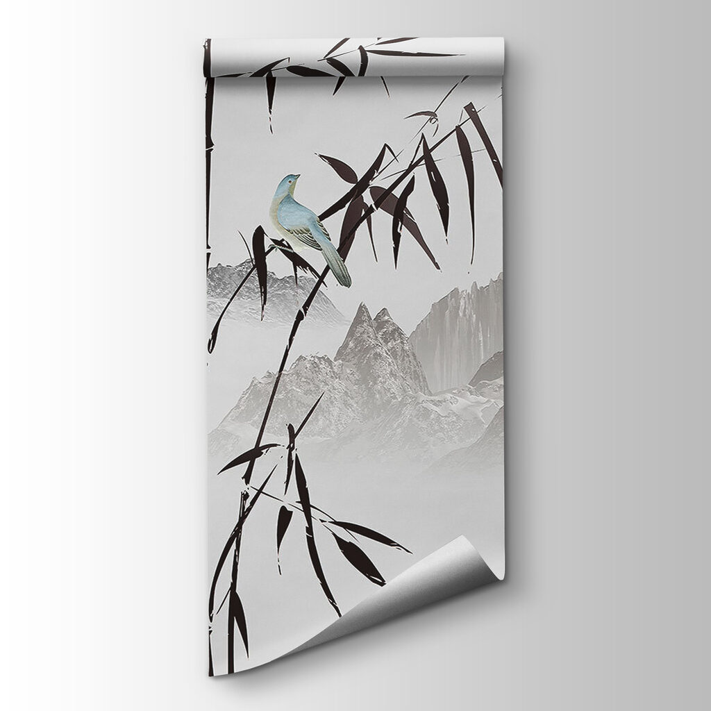 Bamboo beside distant mountains — product view