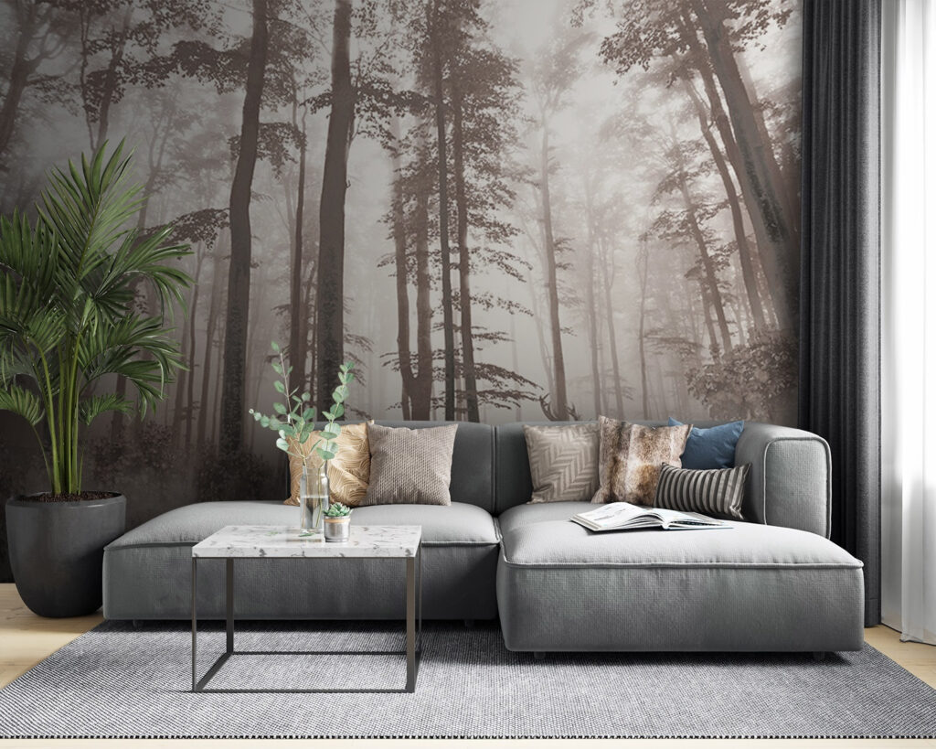 Deer among tall pines — interior 1