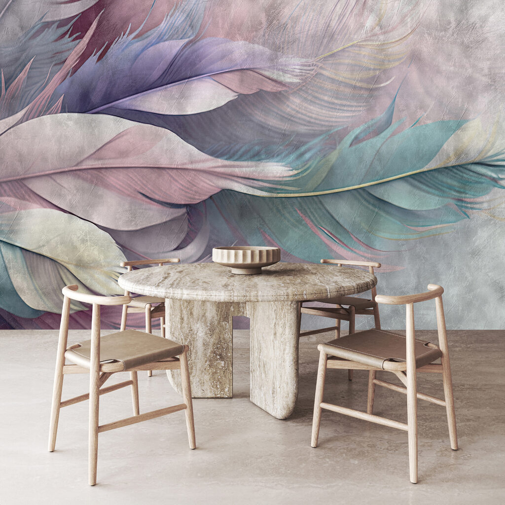 Pastel feathers on grey — interior 5