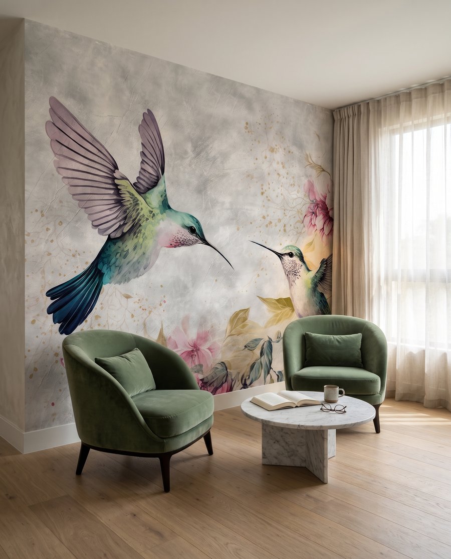 Hummingbird Duet in an interior