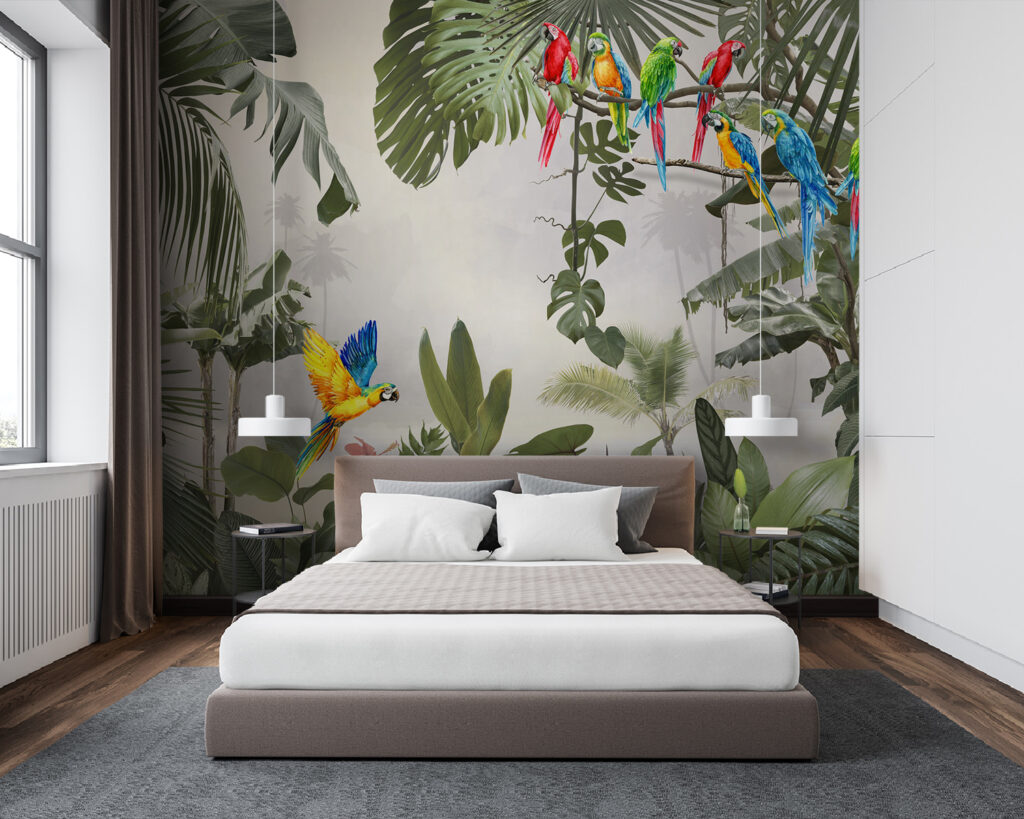 Parrots in light jungle — interior 1