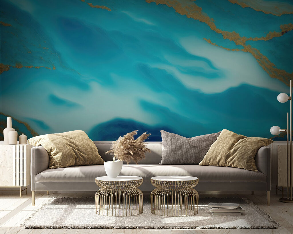 Turquoise clouds, gold bands — interior 3