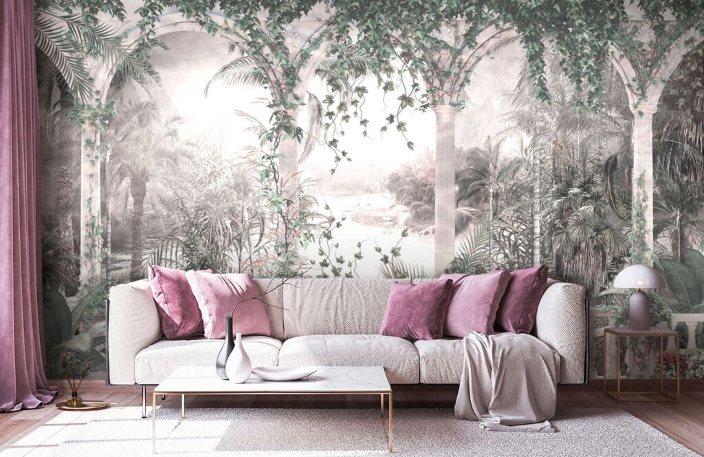 Pale jungle behind arches — interior 3
