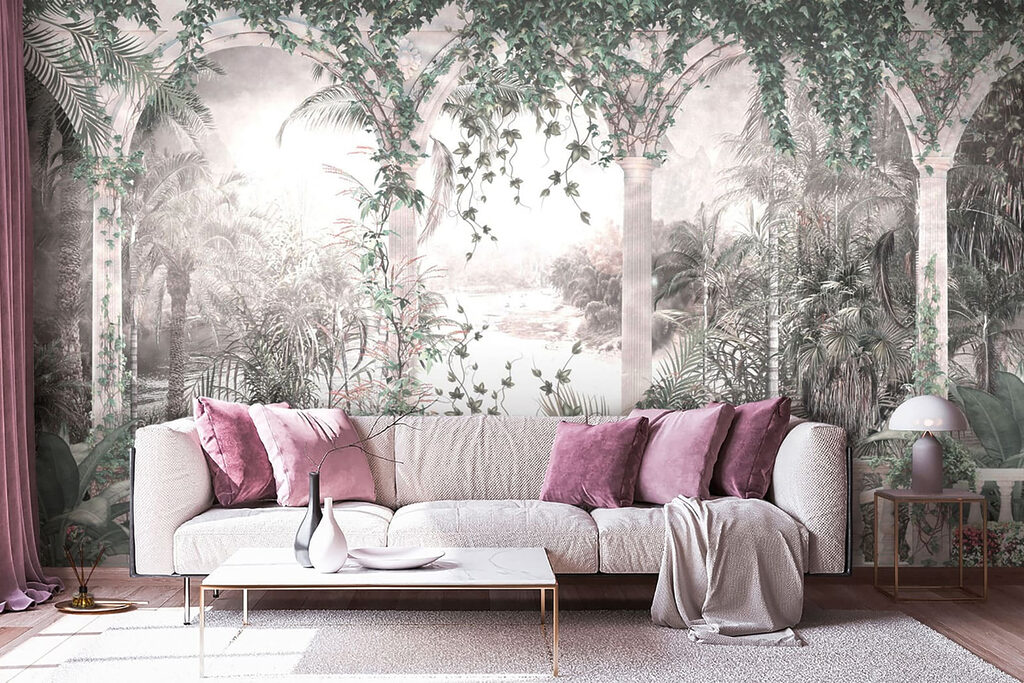 Pale jungle behind arches — interior 5