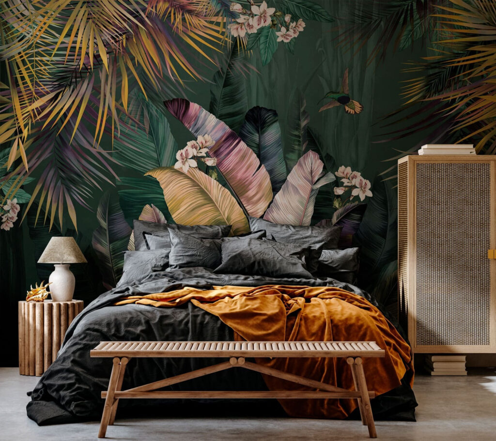 Tropical leaves, light blossom — interior 2