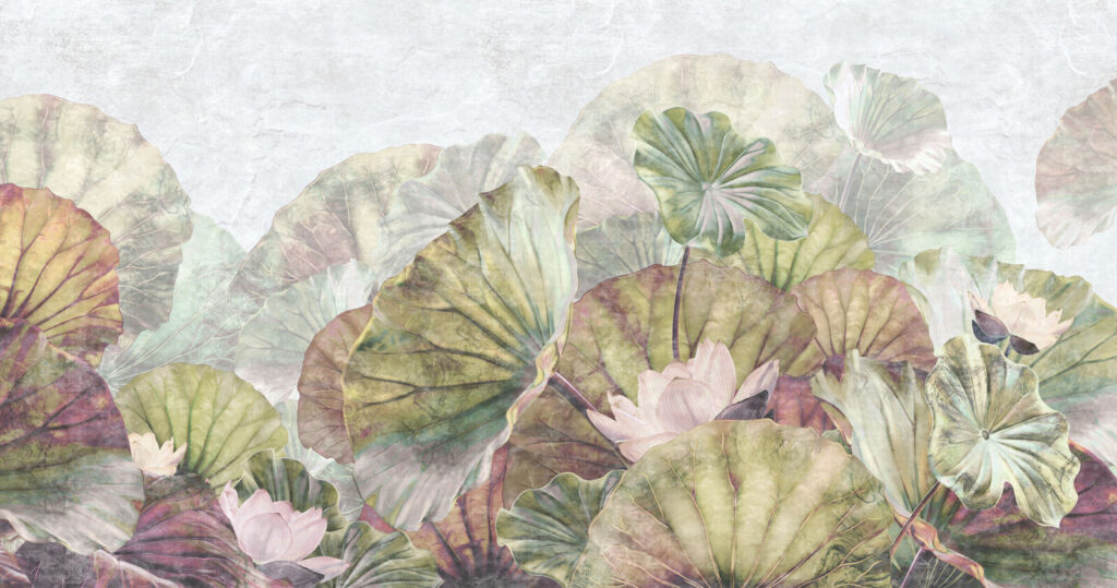 Lotus leaves in pastel — full design