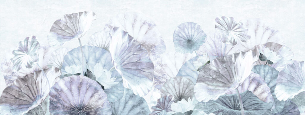 Icy blue leaf fans — full design