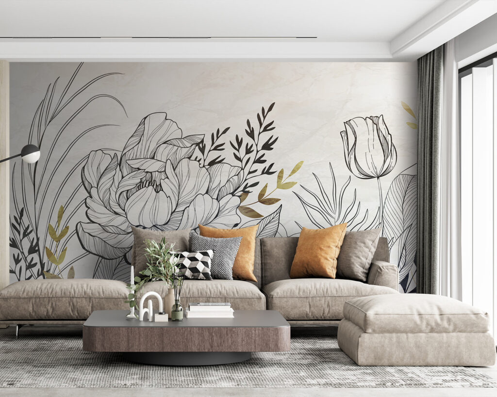 Drawn blooms, gold accents — interior 4