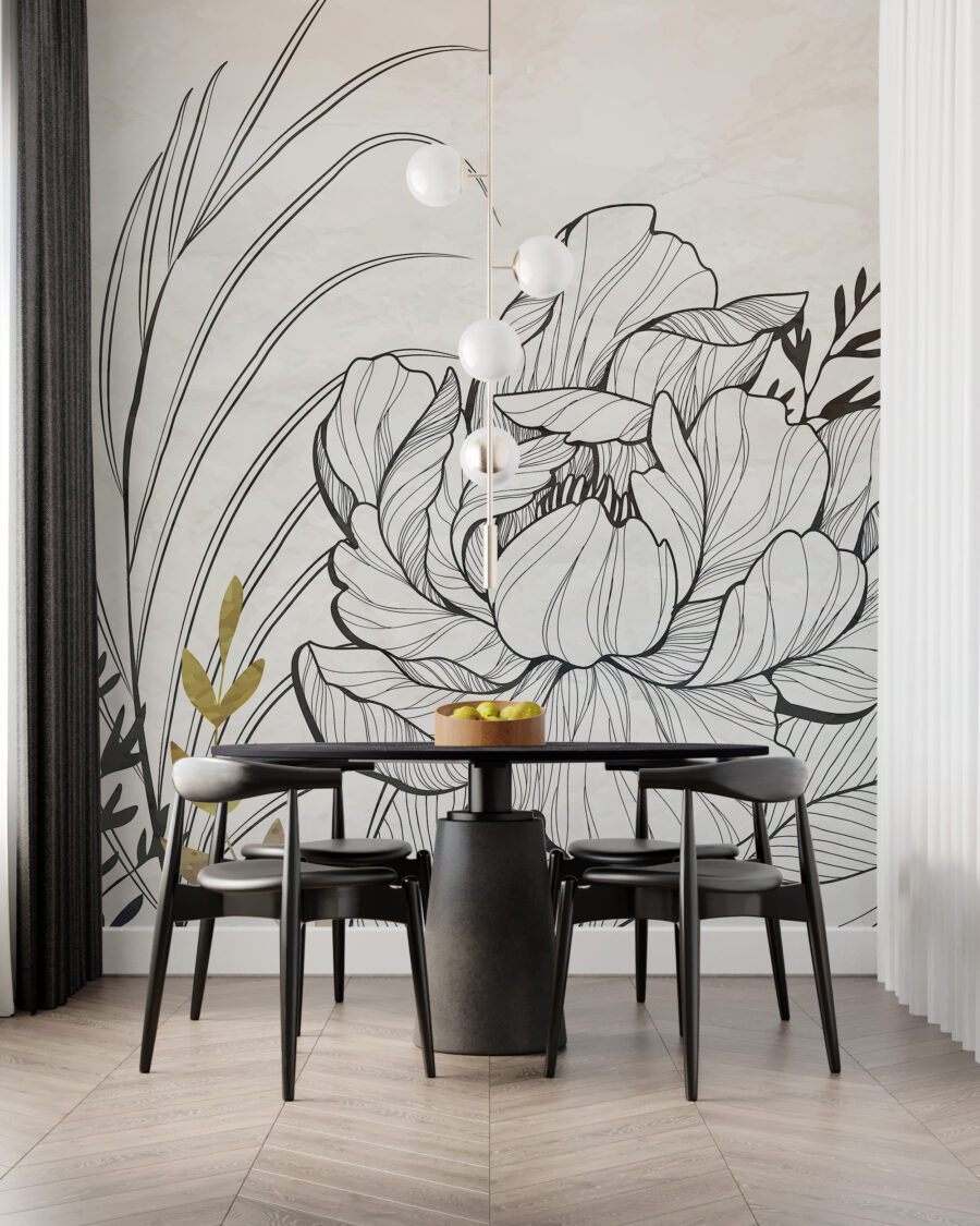 Drawn blooms, gold accents — interior 5
