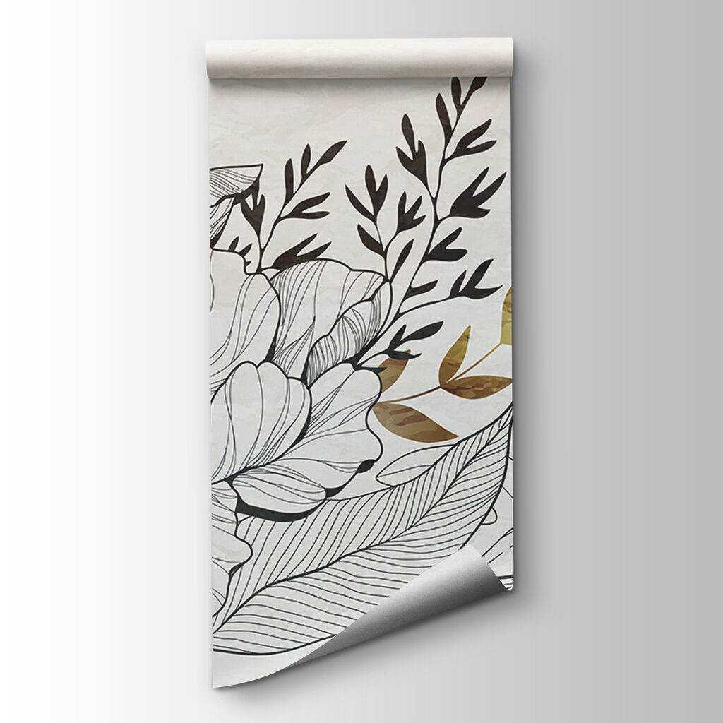 Drawn blooms, gold accents — product view