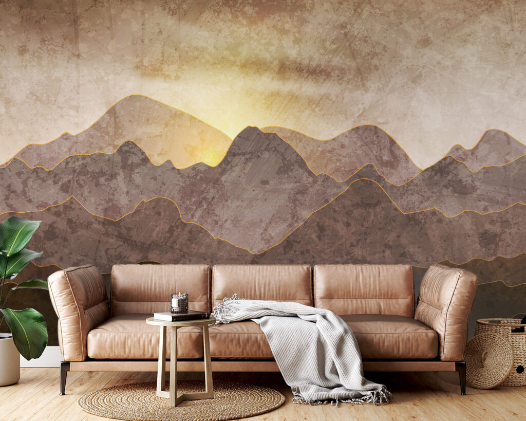 Sun Between Mountains in an interior