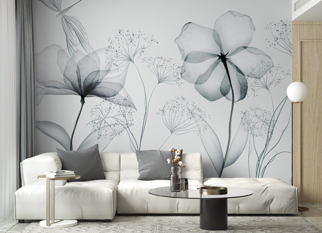 Flowers in Transparency in an interior