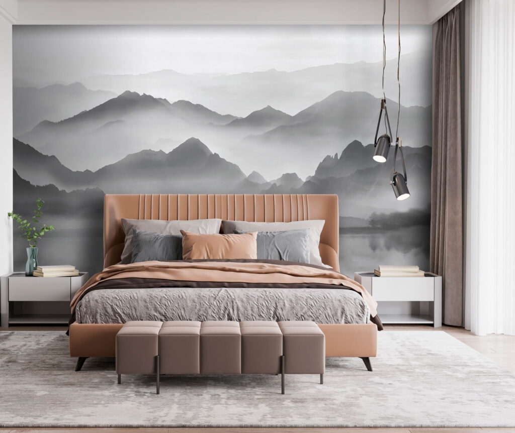 Grey mountains over water — interior 2
