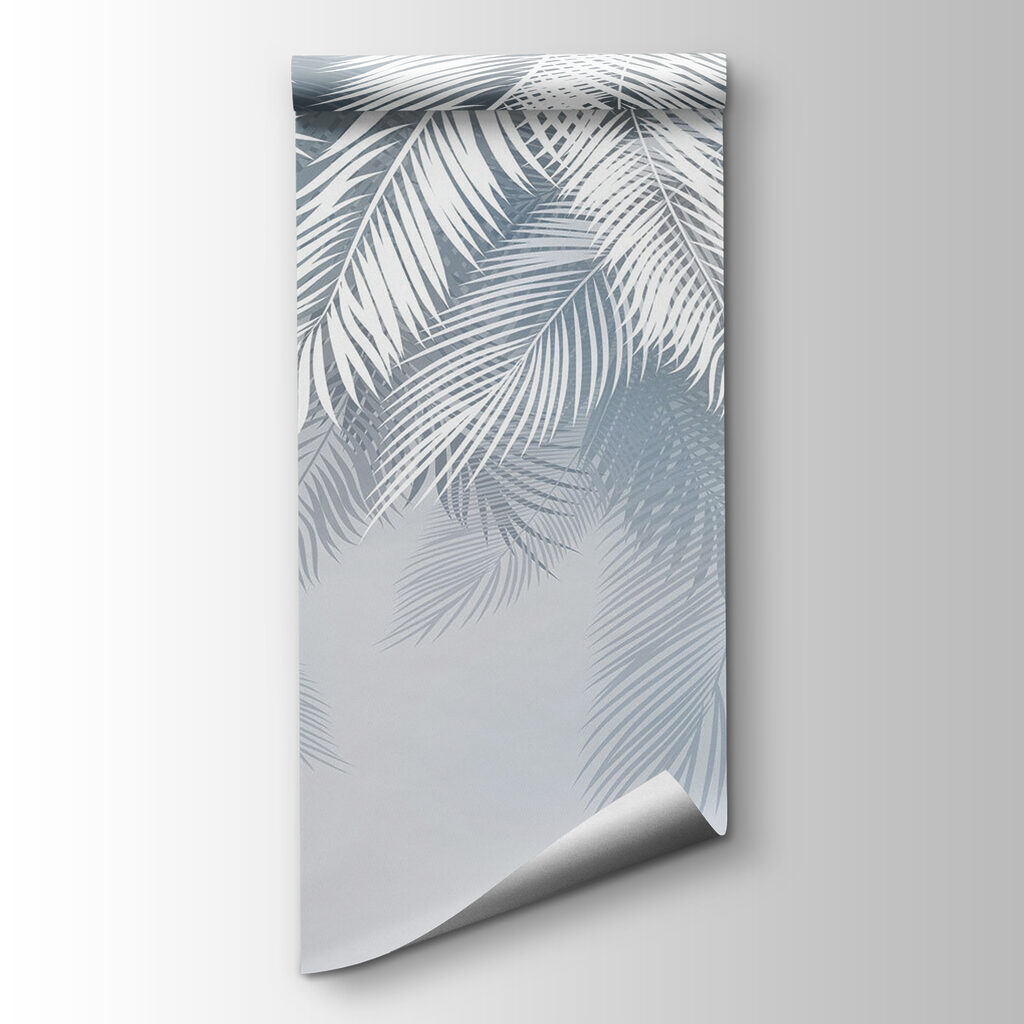 Palm fronds on ice-blue — product view