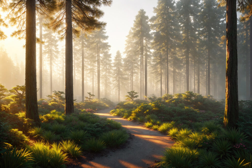 Sunbeams in the forest — full design
