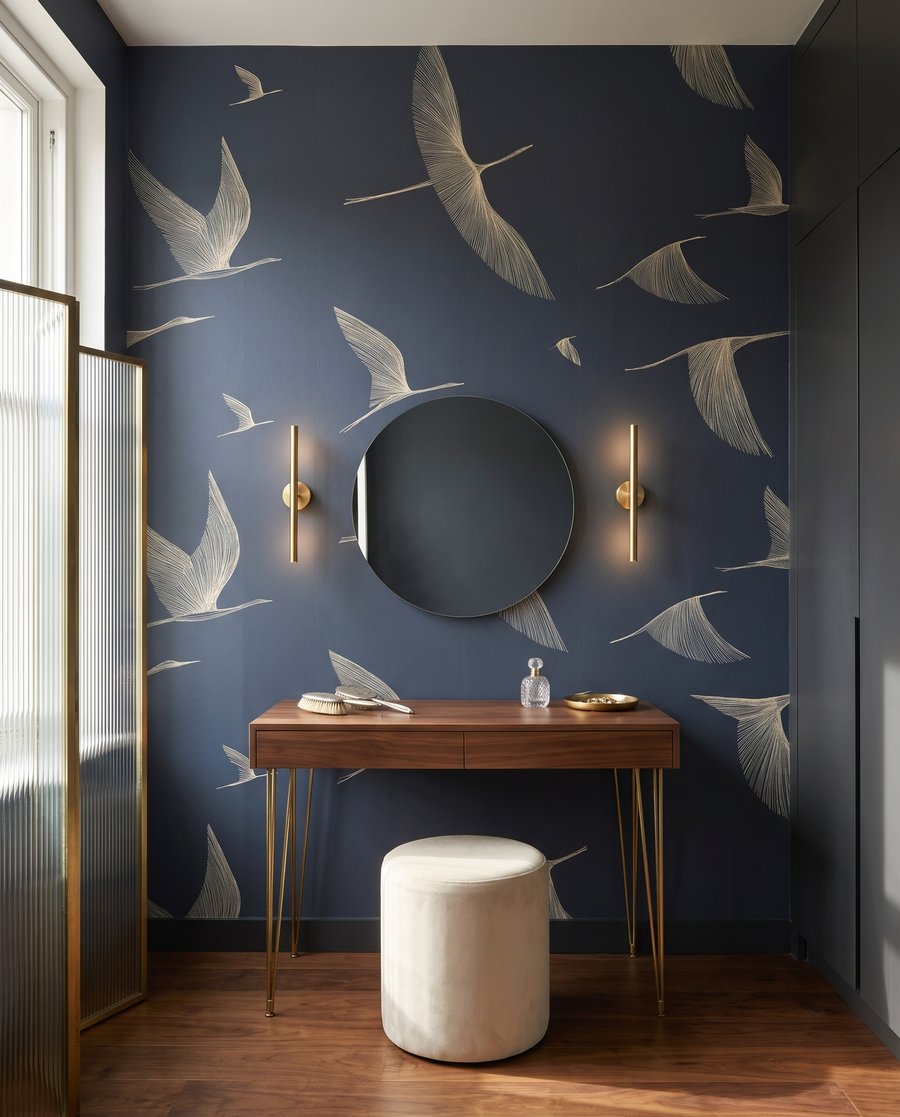 Birds in Flight in an interior