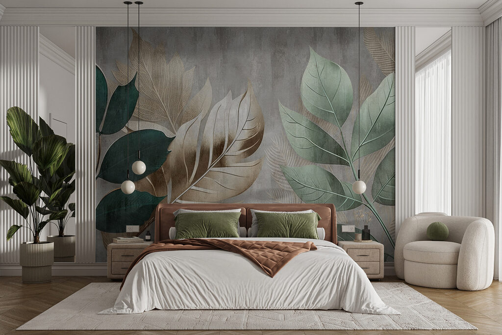 Green leaves on planks — interior 10