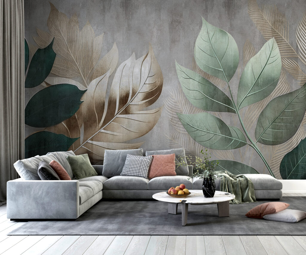 Green leaves on planks — interior 3