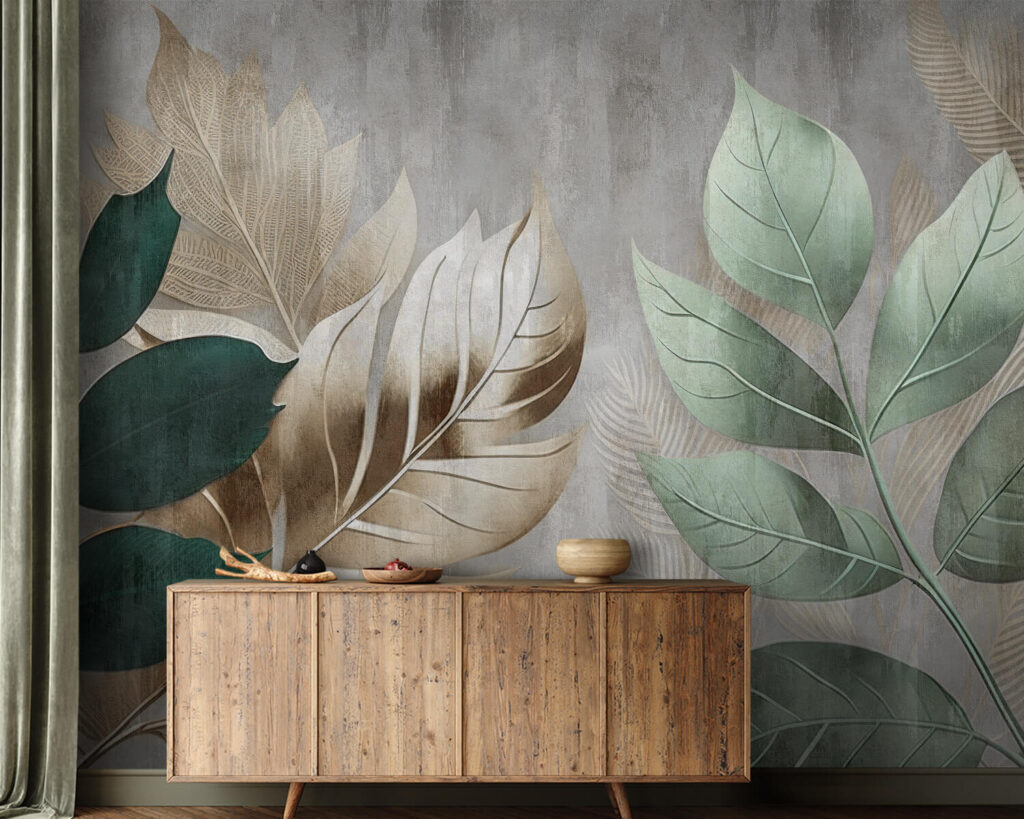 Green leaves on planks — interior 5